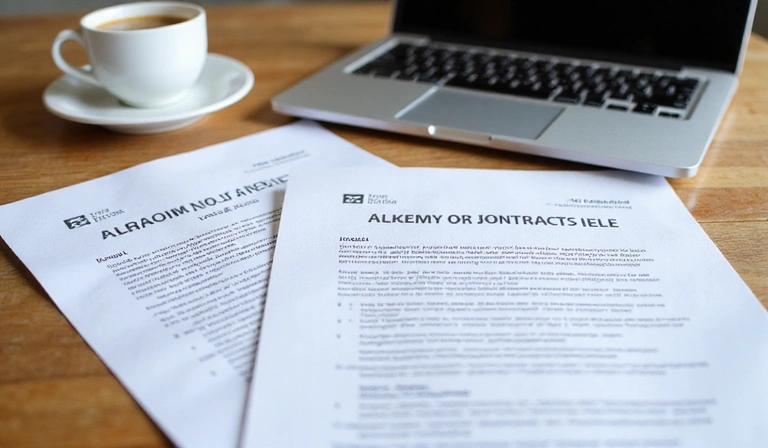 Startup legal documents on a desk