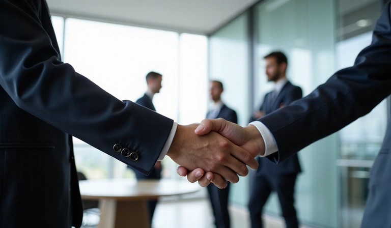 Business executives shaking hands