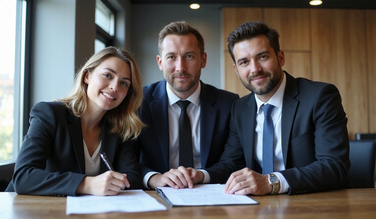 Legal team reviewing documents