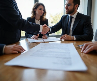 Contract signing between business partners